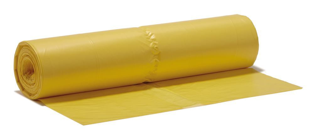 Refuse sacks yellow, HDPE,, 120 l, 700 x 1100 mm, 50 unit(s) - Luminix Health