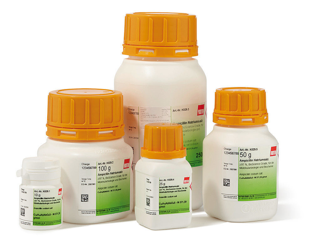 Ampicillin sodium salt, min. 97 %, BioScience-Grade, 10 g, plastic - Luminix Health