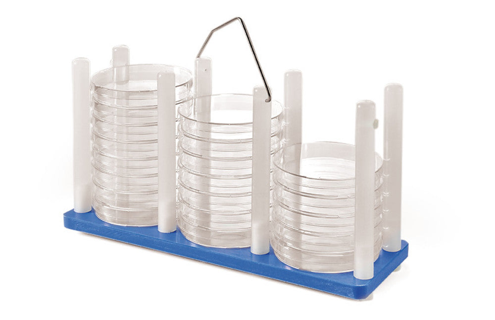 Rotilabo®-stands for petri dishes, PP, blue, for 3 x 10 dishes, Ø 90 mm - Luminix Health