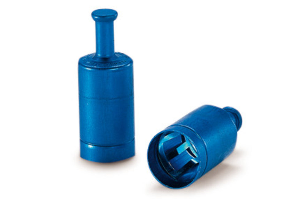 LABOCAP-caps with gripping knob, blue, chrome-nikkel steel, f. glass. Ø 17/18mm - Luminix Health