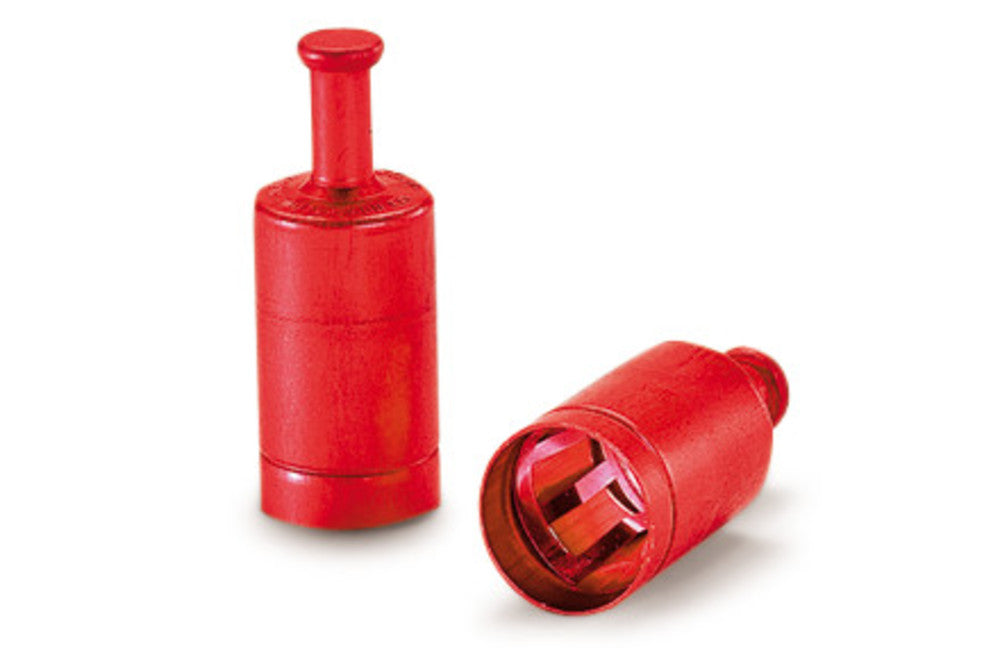 LABOCAP-caps with gripping knob, red, chrome-nikkel steel, f. glass. Ø 17/18mm - Luminix Health