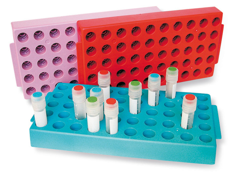 Rotilabo® stand for cryogenic vials, PP, purple, 50 slots, arrangement 5 x 10 - Luminix Health