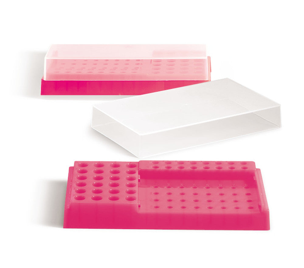 PCR-workstation, PP, neon pink, with lid, 32x0.2 ml, 24x1.5/2 ml, 16x0.5 ml - Luminix Health