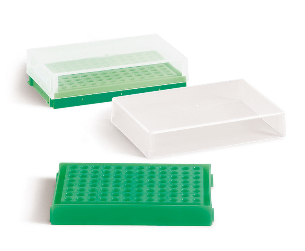 PCR-rack, PP, neon green, with lid, with 96 holes, array 8 x 12, 1 unit(s) - Luminix Health