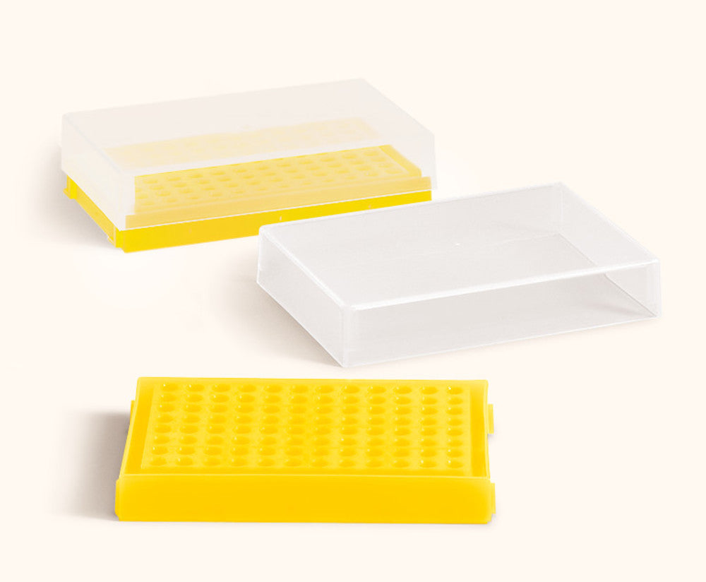 PCR-rack, PP, neon yellow, with lid, with 96 holes, array 8 x 12, 1 unit(s) - Luminix Health