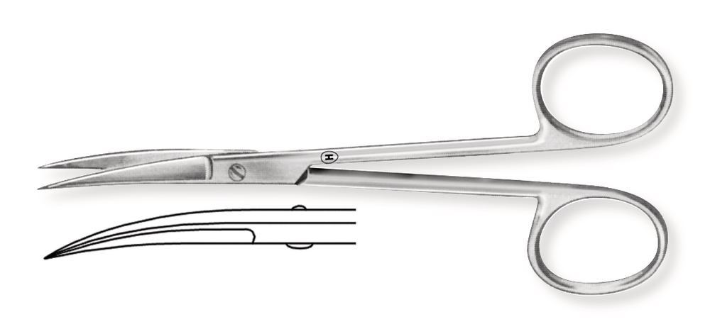 Left-handed microscopy scissors, bent, pointed-pointed, L 115 mm, 1 unit(s) - Luminix Health
