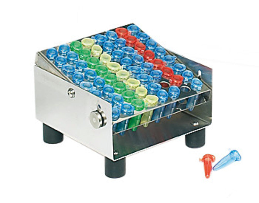 Rack made of stainless steel SI-200D, for 64 reaction tubes 1.5 ml, 1 unit(s) - Luminix Health