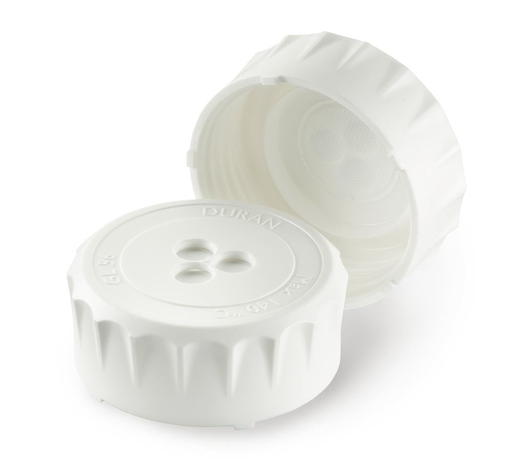 Ventilation screw caps GL 56, DURAN® with ePTFE membrane, white, 4 unit(s) - Luminix Health