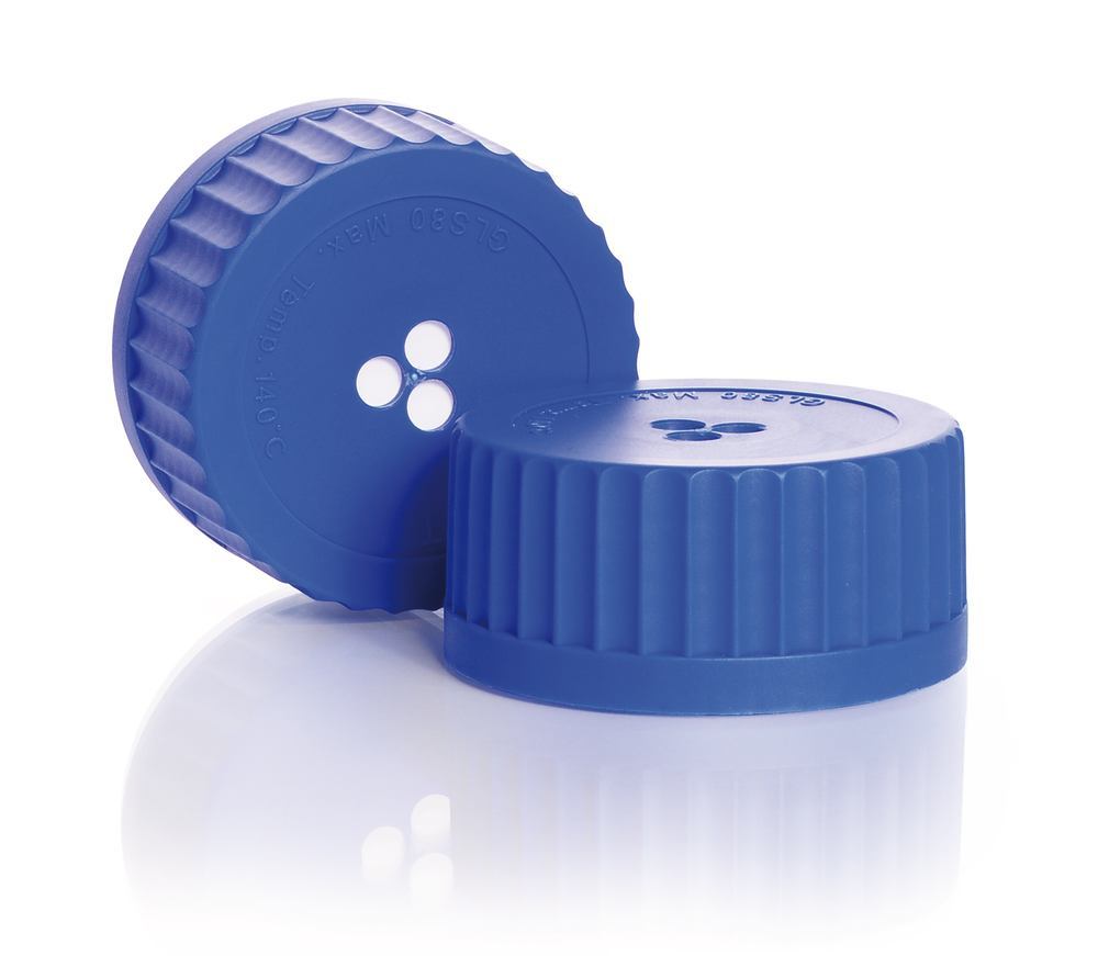 Ventilation screw caps GLS 80, DURAN® with ePTFE membrane, blue, 2 unit(s) - Luminix Health