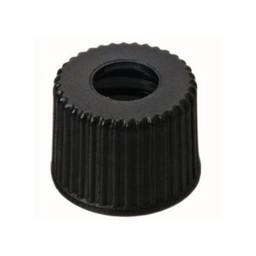 Screw caps, PP, black, ND8, with borehole Ø 5.5 mm, without septum, 100 unit(s) - Luminix Health