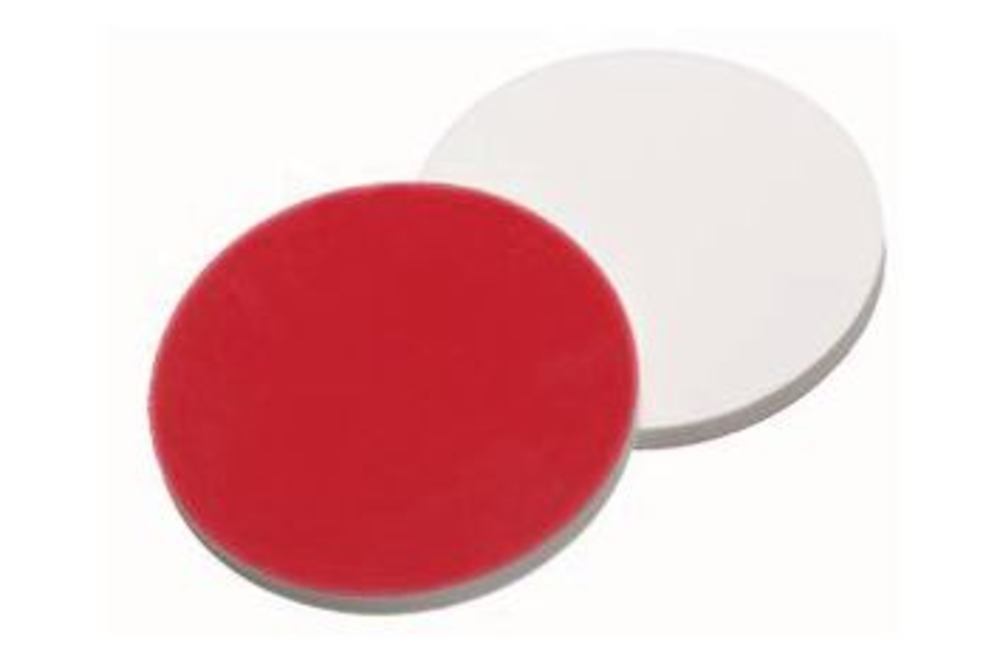 Septa Ø 8 mm, thickn. 1.3 mm, hard. 45°, silicone white/PFTE red, ND8 - Luminix Health