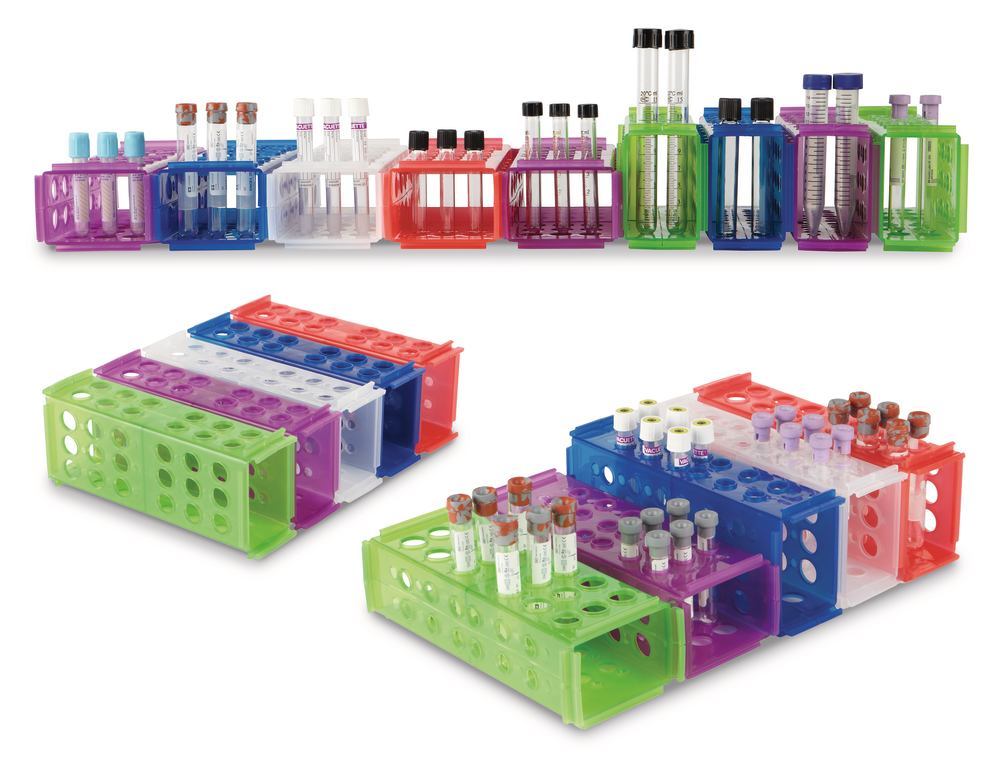 Sample stands Rotilabo®-combined , (4 in 1), PP, for Ø 13/16 mm, blue, 5 unit(s) - Luminix Health