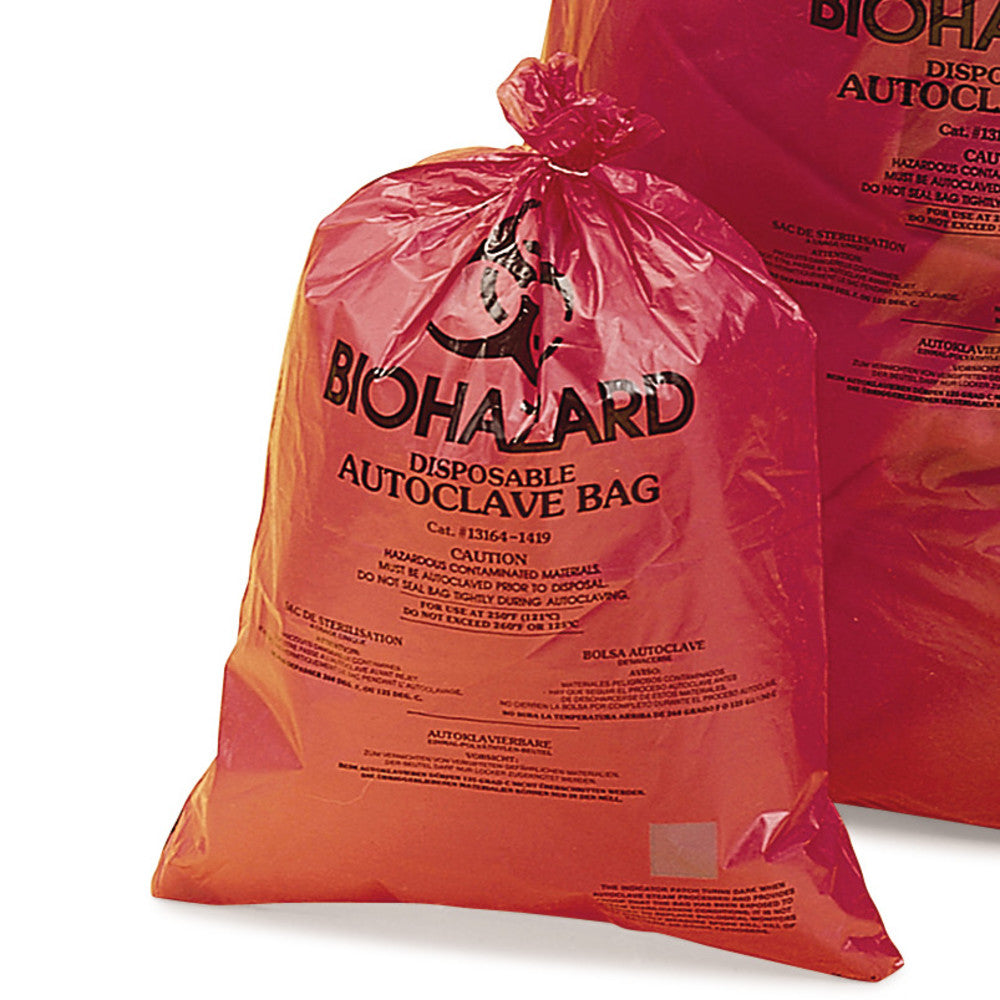 Disposal bags with sterilisat. indicator, imprinted Biohazard, 940x1220 mm - Luminix Health