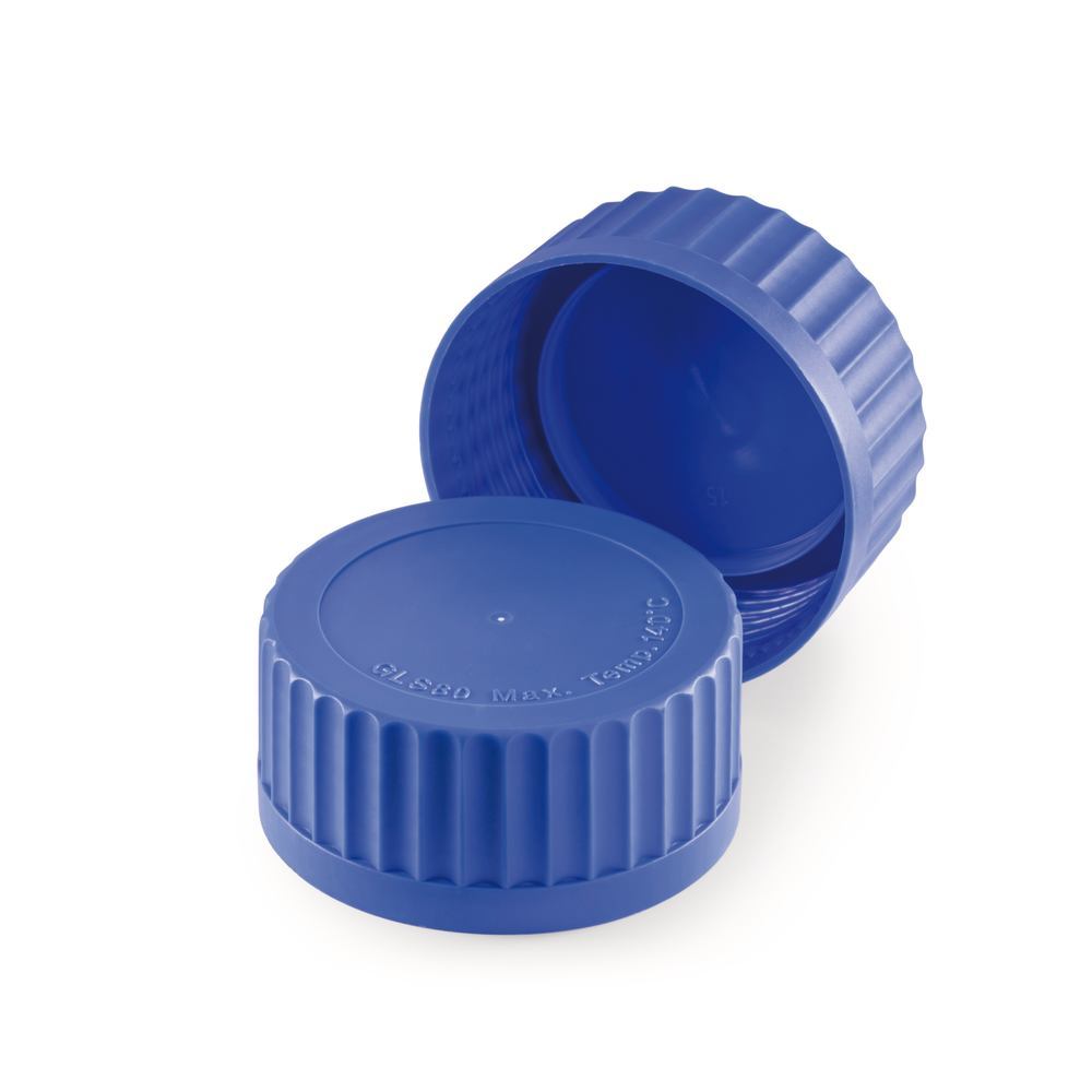 Screw caps, w. lip seal gasket, PP, blue, thread 80, 10 unit(s) - Luminix Health