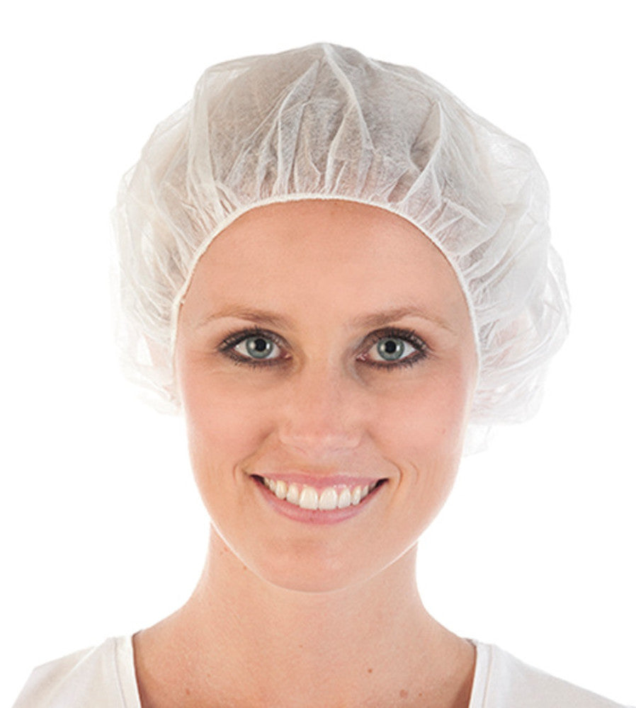 Disposable caps, standard-quality caps, PP-fleece, white, Ø 53 cm, 100 unit(s) - Luminix Health