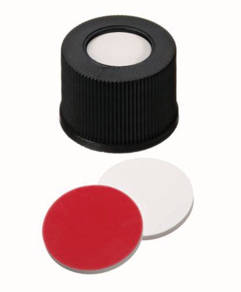Screw caps with borehole, PP, ND10, Septum Silic./PTFE UltraCl., 1,3 mm 45° - Luminix Health