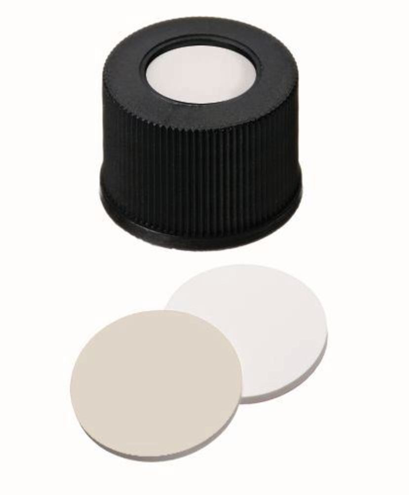 Screw caps with borehole, PP, ND10, Septum Silic./PTFE, 1,5 mm 45°, 100 unit(s) - Luminix Health