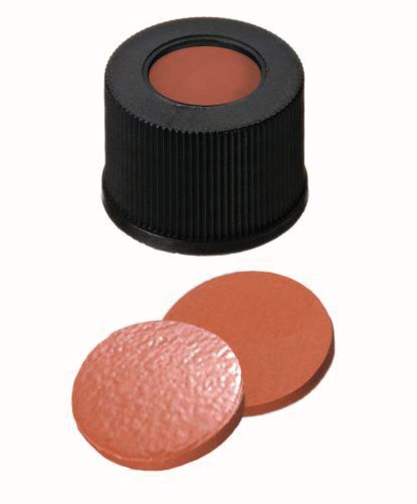 Screw caps with borehole, PP, ND10, Septum Natural rubber/TEF, 1,3 mm 60° - Luminix Health
