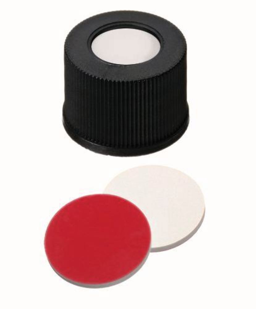 Screw caps with bore hole, PP, ND13, Septa Silicone/PTFE, 1.5 mm 55° - Luminix Health