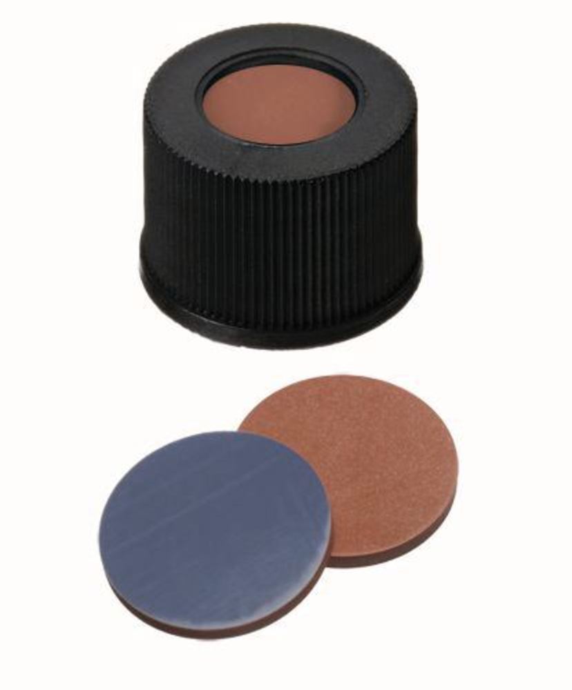 Screw caps with bore hole, PP, ND13, Septa Butyl/PTFE, 1.3 mm 55°, 100 unit(s) - Luminix Health