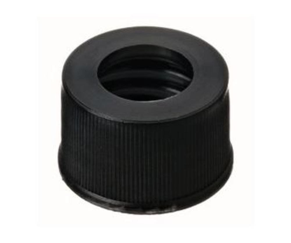 Screw caps, PP, black, ND13, with borehole Ø 8.5mm, without septum, 100 unit(s) - Luminix Health