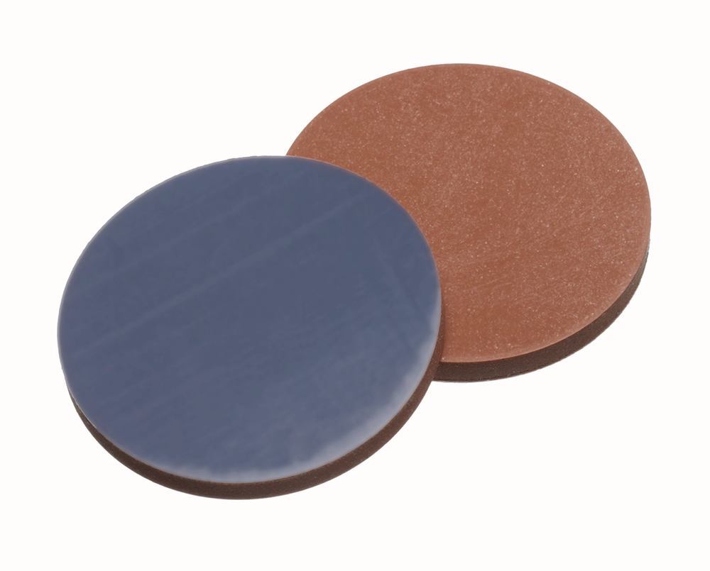 Septa Ø 12 mm, thickn. 1.3 mm, hard. 55°, Butyl red/PTFE grey, 1000 unit(s) - Luminix Health