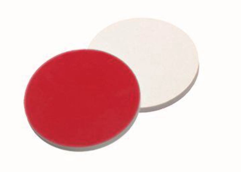Septa Ø 12 mm, thickn. 1.5 mm, hard. 55°, silicone cream/PTFE red, 1000 unit(s) - Luminix Health