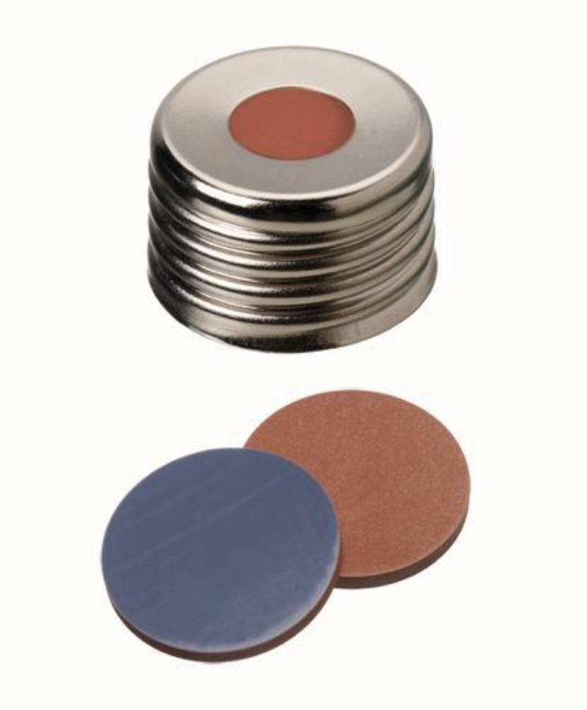 Magn. screw caps w.bore hole, steel,ND18, Septa Butyl/PTFE, 1.6 mm 55° - Luminix Health