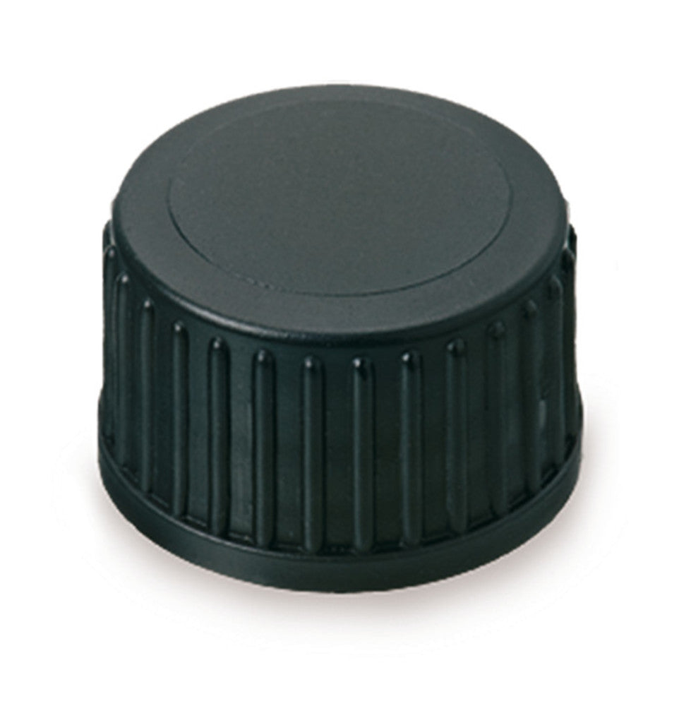 Screw caps, PP, black, ND18, without borehole, without septum, 100 unit(s) - Luminix Health