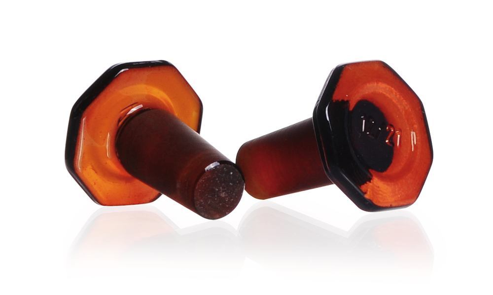 Brown glass stoppers, DURAN®, semi-hollow, 24/29, DIN 12252, octagonal - Luminix Health