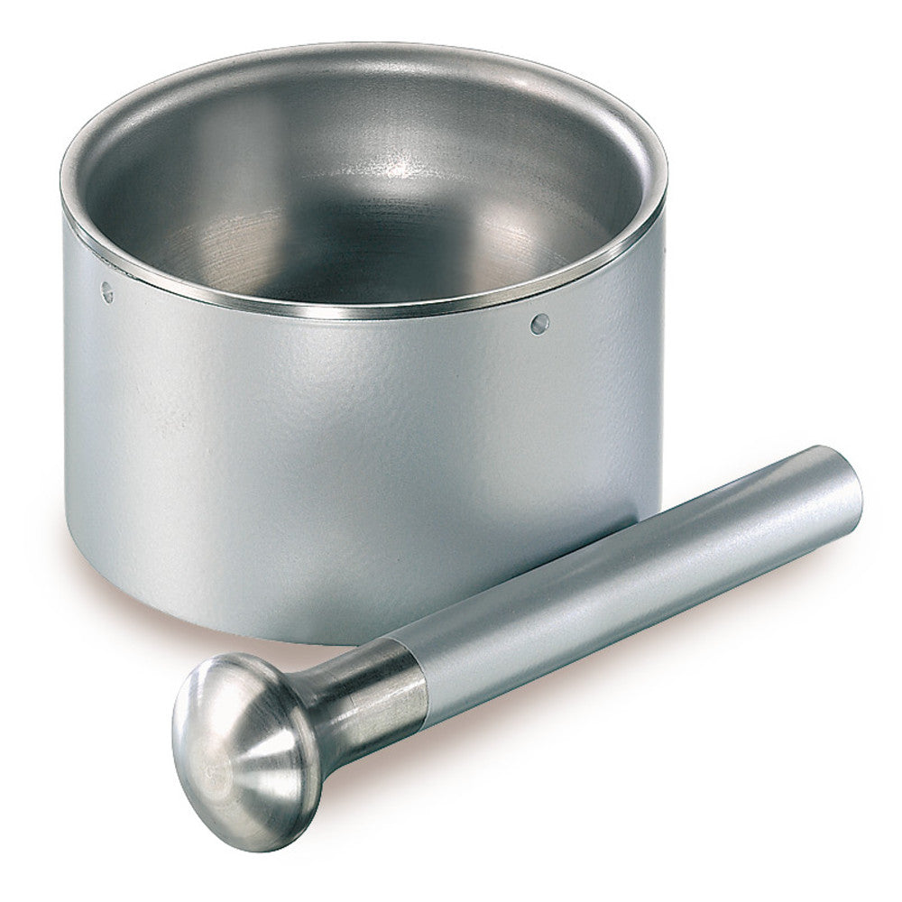 Mortar and pestle, stainless steel 18/10, vol. 165 ml, Ø 100/90 mm, H 60 mm - Luminix Health