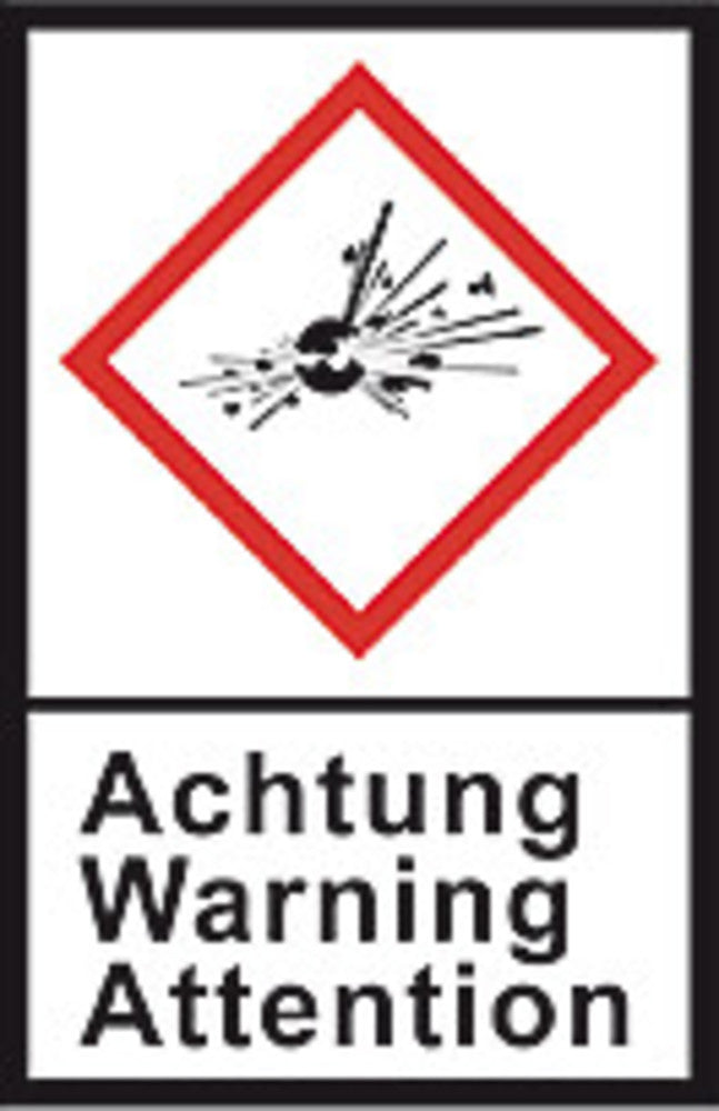 GHS-warning labels, PE-foil, GHS01, warning, explod. bomb, 100 µm, 22x30mm - Luminix Health