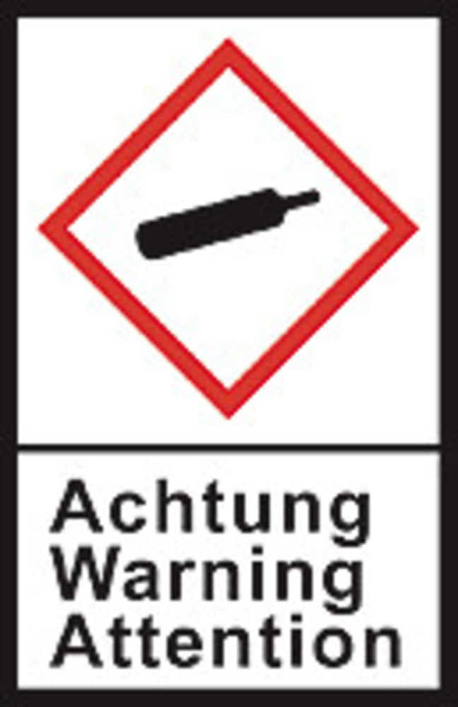 GHS-warning labels, PE-foil, GHS04, warning, gas cylinder, 100 µm, 27x40mm - Luminix Health