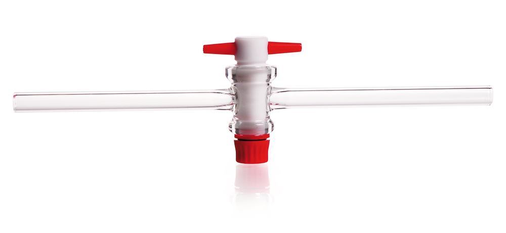 Single way stopcock, DURAN®, PTFE-cock, f. joint 29.2, pipe-Ø 18mm, boreh. 10 mm - Luminix Health