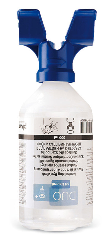 Disposable eye wash flask, Duo, Phosphate buffer, 500 ml, for 2 eyes, 1 unit(s) - Luminix Health