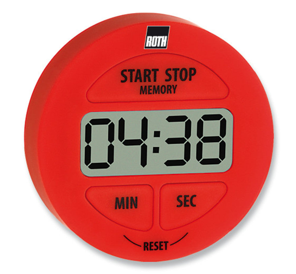 Rotilabo®-count-down/count-up timer, red, 4-digit display, Ø 55 x D 15 mm - Luminix Health