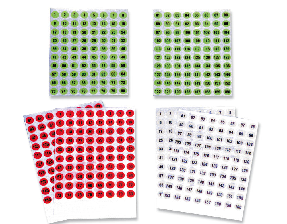 Sekuroka®-labels, Ø 8 mm, numbered from 1 - 160, 6 sheet(s) - Luminix Health