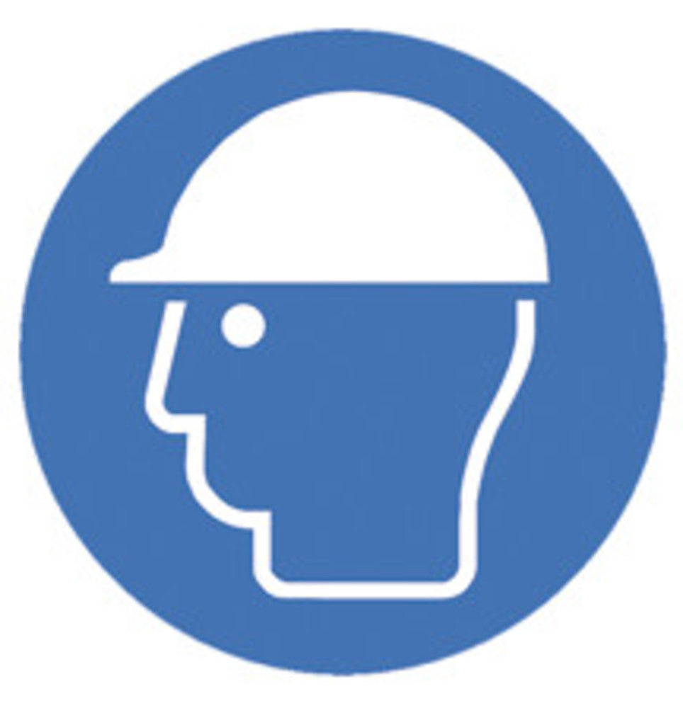 Safety symbols acc. to ISO 7010, Wear protective headgear Ø 50 mm, 10 unit(s) - Luminix Health