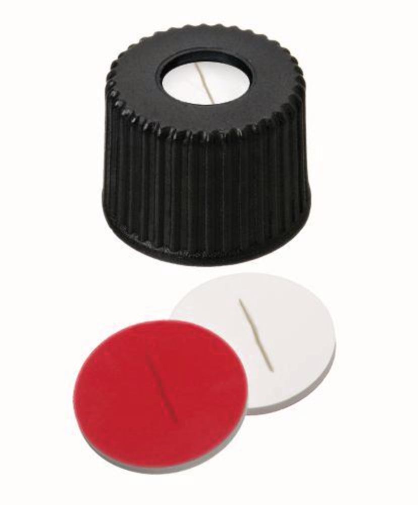 Screw caps with bore hole, PP, ND8, Septa Silic./PTFE slotted, 100 unit(s) - Luminix Health
