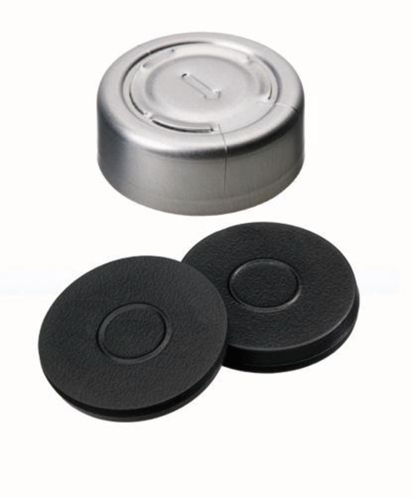 Cpl. tear. caps f. roll. edge vials ND20, Aluminium, butyl septum, 100 unit(s) - Luminix Health