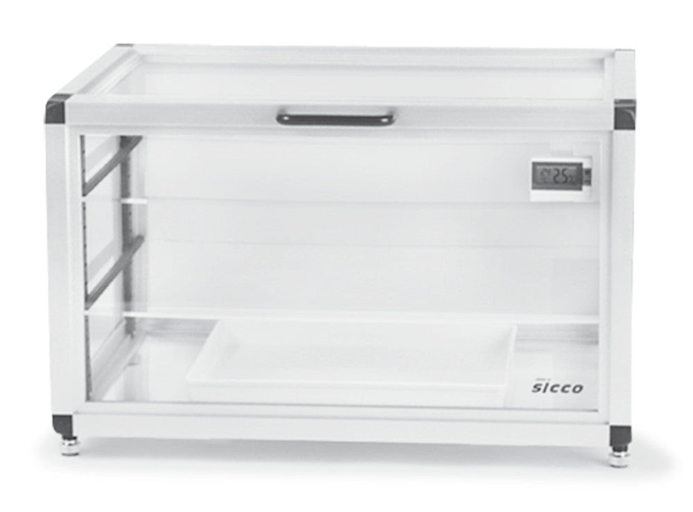 Horizontal star desiccator, 45 l, PMMA, frame alum., 2 shelves, 1 bottom pan - Luminix Health