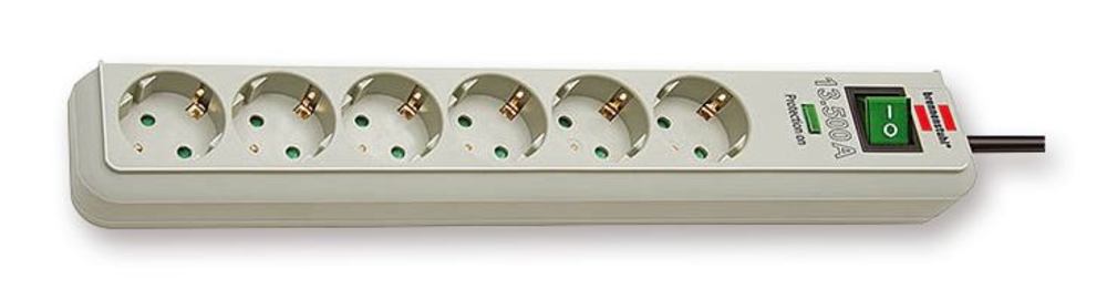 Socket strip 6-way, light grey, inclined plug contacts, 1 unit(s) - Luminix Health