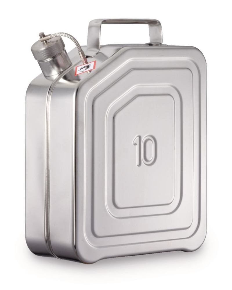 Safety canister, stainless steel, with screw cap and UN-X-approved, 10 l - Luminix Health