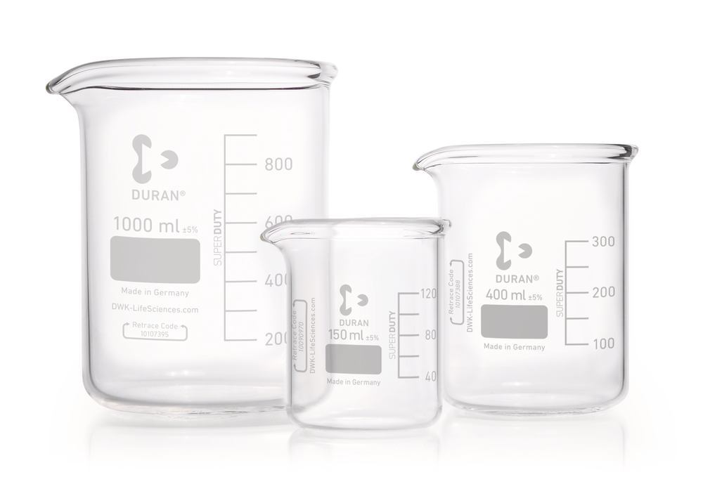 DURAN®-Super Duty glass beakers, vol. 5000 ml, Ø outside 170 mm, H 270 mm - Luminix Health
