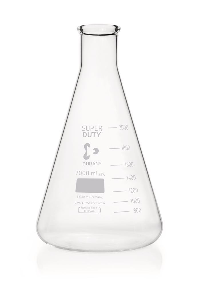DURAN®-Super Duty narrow neck Erlenmeyer, 2000 ml, flask outer Ø 166 mm - Luminix Health