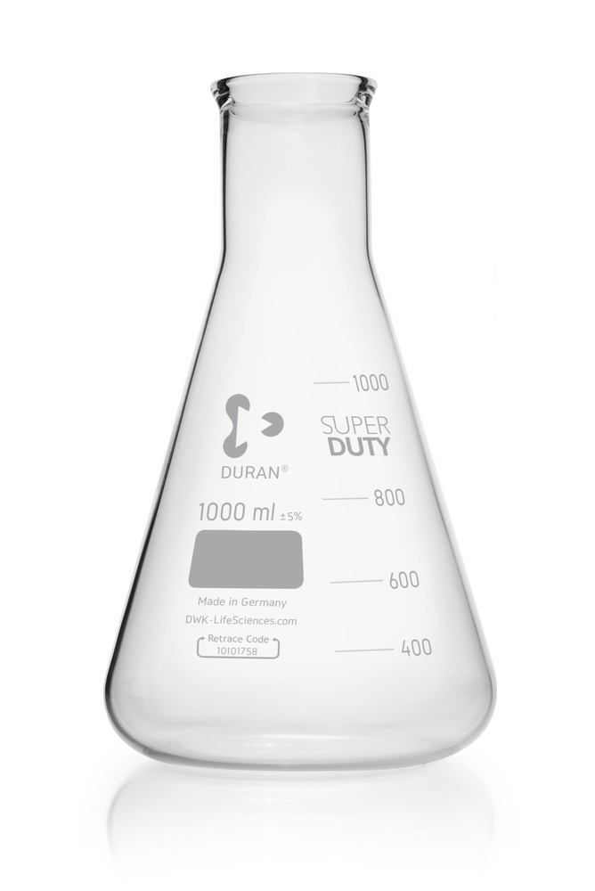 DURAN®-Super Duty wide neck Erlenmeyer, 1000 ml, flask outer Ø 131 mm, H 220 mm - Luminix Health