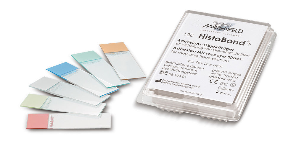 Histobond®+ slides, silanized glass surf., 76 x 26 mm, pink, 100 unit(s) - Luminix Health