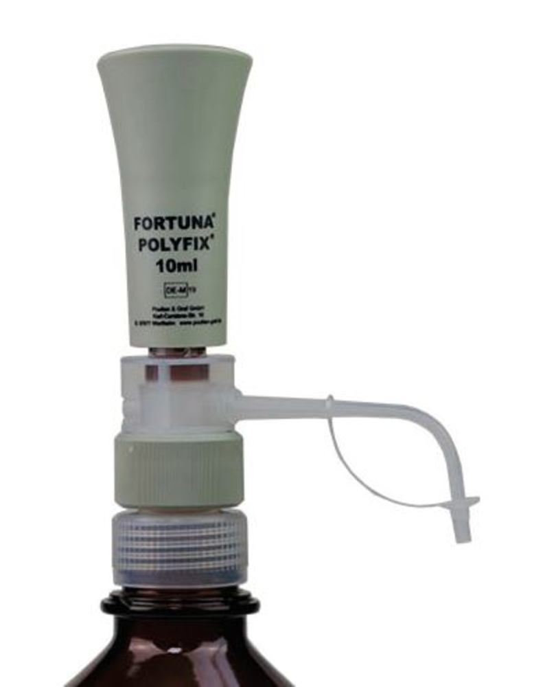 FORTUNA® POLYFIX® dispenser, 2 - 10 ml, glass plunger and brown glass cylinder - Luminix Health