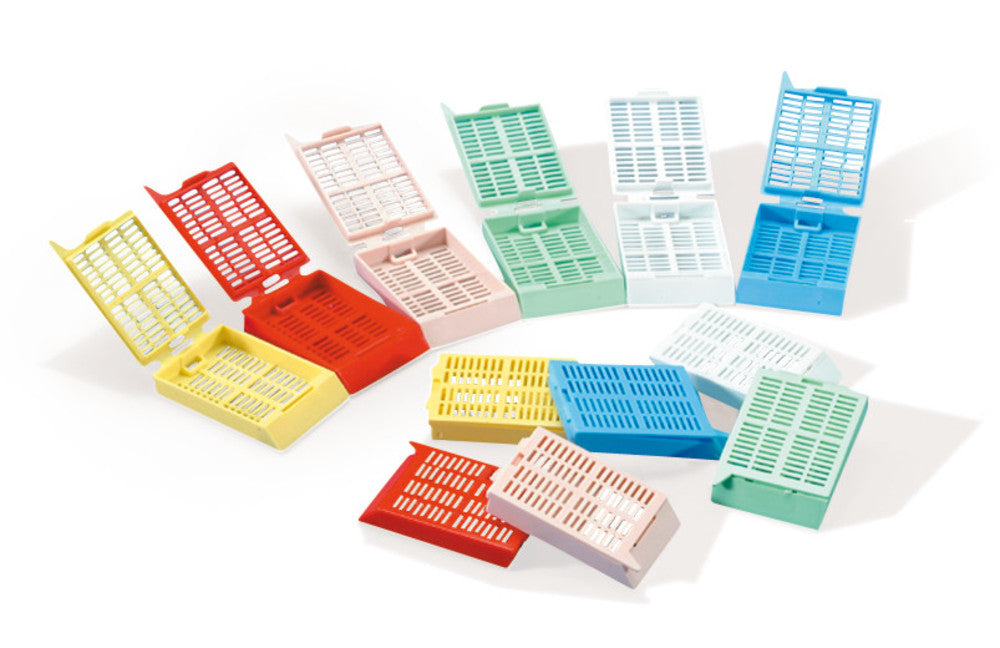 Embedding cassettes, POM, white, with lid, L 40 x W 28 x H 6.8 mm, 500 unit(s) - Luminix Health