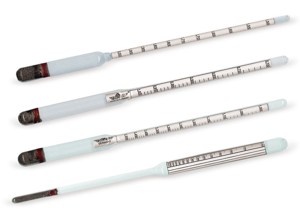 Hydrometer sindle with twin scales, without thermom., r. 1.00-2.00, 0-72°Bé - Luminix Health